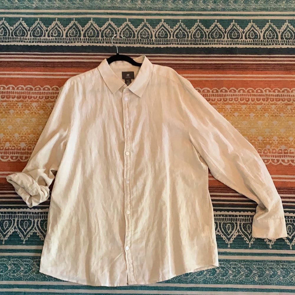 NEVER WORN XL H&M men’s linen ivory shirt